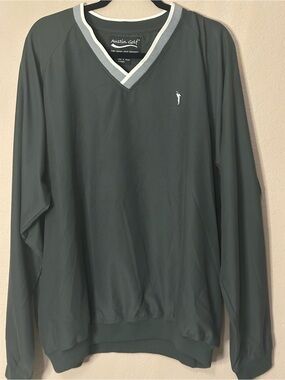 Men's Dark Green V-Neck Pullover Golf Jacket XL